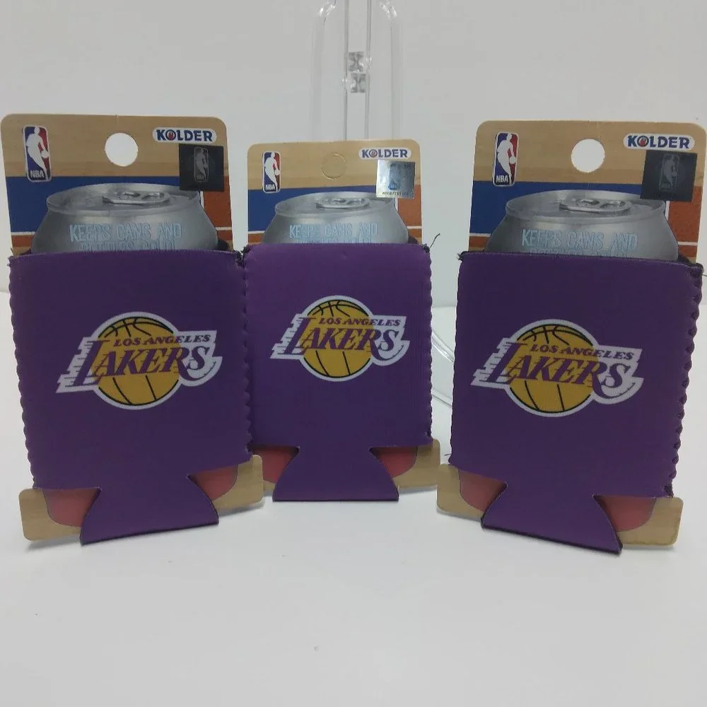 New Kolder Los Angeles Lakers NBA Can Bottle Coolers Set of 3 Purple Yellow Gift